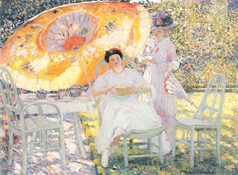 Frieseke, Frederick Carl The Garden Parasol Norge oil painting art